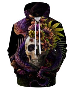 Dark Skull & Flowers Hoodie